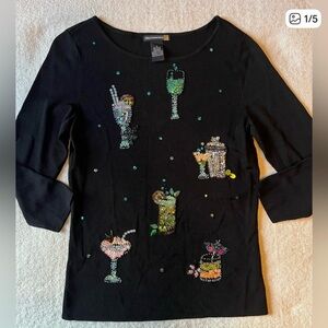 Sweaterworks Sequin “Cocktails”  Blouse